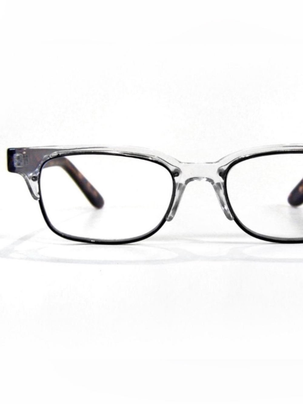 +1.25 NEW Men’s Reading Glasses Crystal Clear Rectangular Frame Tortoise Temples